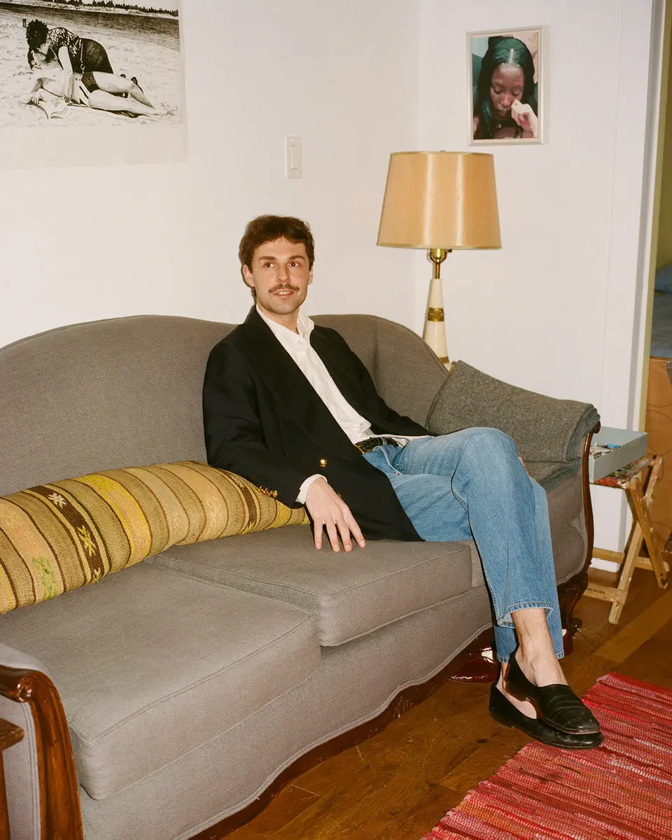 Painter Leonard Baby in his studio ahead of a Paris exhibition, as featured by Drake's