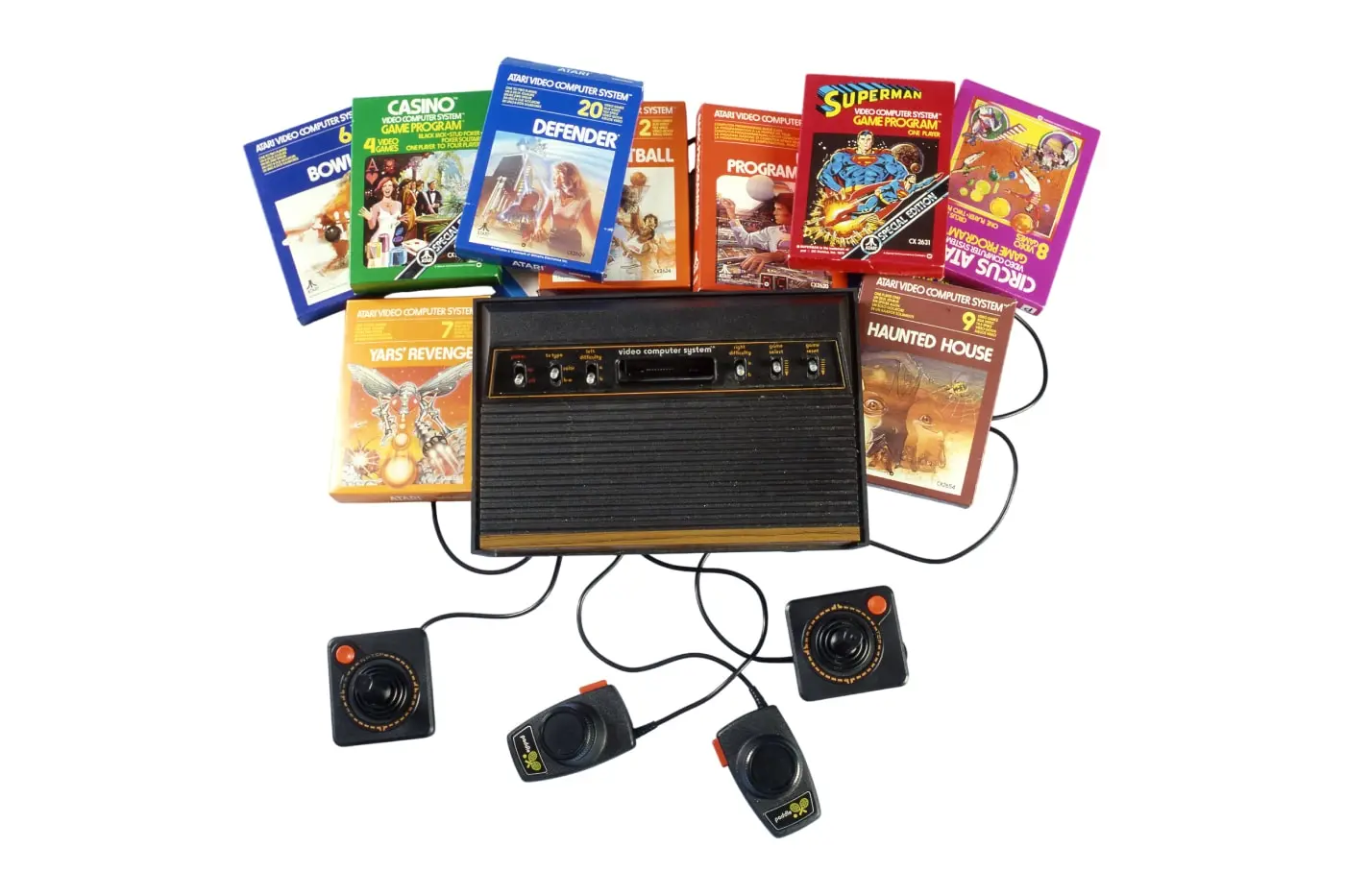 Atari logo and classic arcade game graphics representing the ten-property Universal film deal